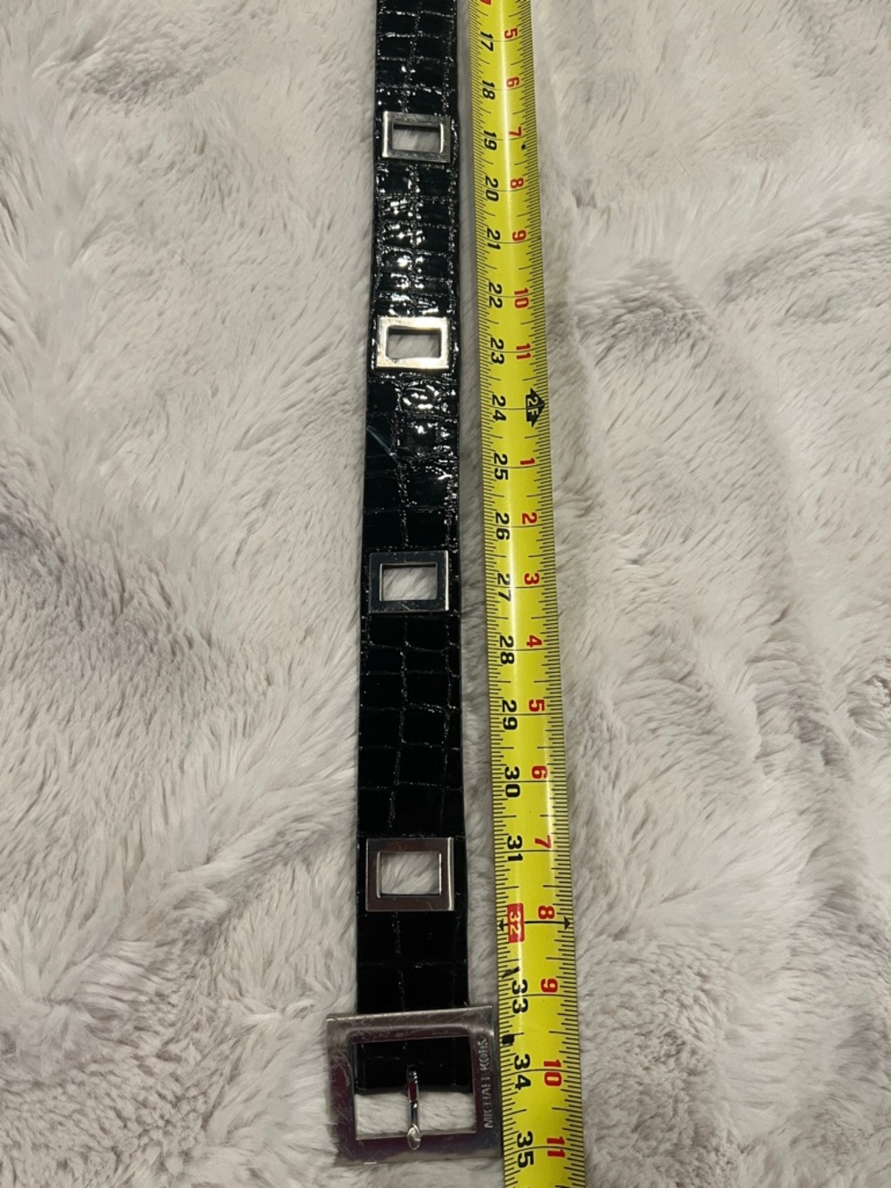 Michael kors Black Croc-Embossed Square Buckle Waist Belt